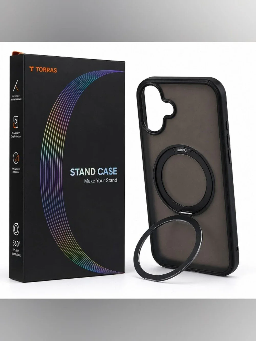 TORRAS Ostand R Magnetic Stand Case iPhone 16 Plus 6.7” Black